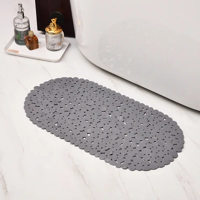 Gambar Forhom Keset Kamar Mandi PVC Suction Oval 39x69 cm - Abu-abu