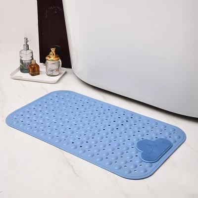 Gambar Forhom Keset Kamar Mandi PVC Suction Dengan Sikat 40x70 cm - Biru