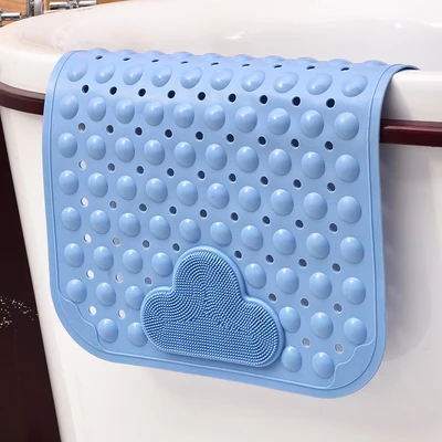 Gambar Forhom Keset Kamar Mandi PVC Suction Dengan Sikat 40x70 cm - Biru