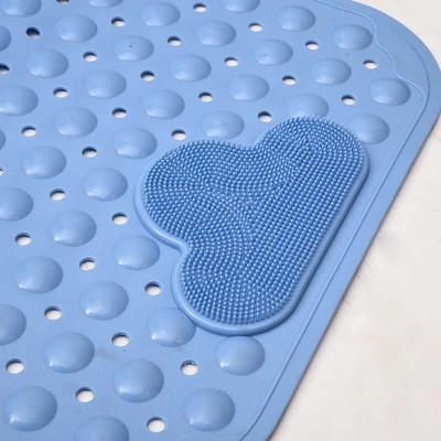 Gambar Forhom Keset Kamar Mandi PVC Suction Dengan Sikat 40x70 cm - Biru
