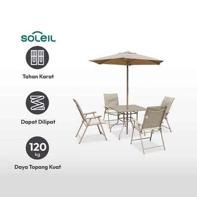 Gambar Soleil Sunny Set Kursi Dan Meja Teras Dengan Payung