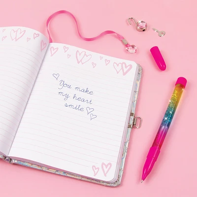 Gambar Make It Real Quilted Lock Journal Dengan Glitter Pen