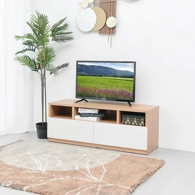 Gambar Informa Ricola Rak Tv Dengan Pintu Flip - Putih/cokelat Oak Euro