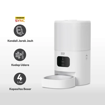 Gambar Krisbow Sync 4 Ltr Tempat Makan Hewan Smart - Putih