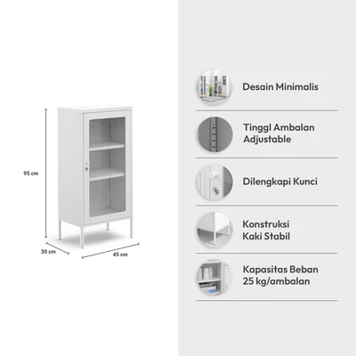 Gambar Informa Flins Lemari Arsip Kantor Metal Pintu Kaca Low - Putih
