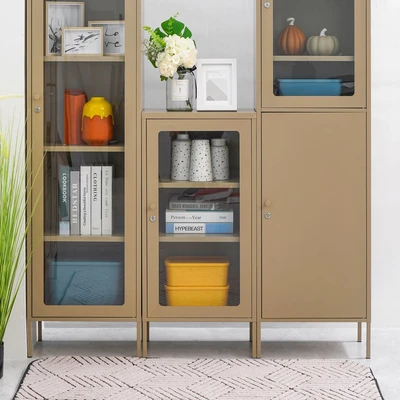 Gambar Informa Flins Lemari Arsip Kantor Metal Pintu Kaca Low - Cokelat