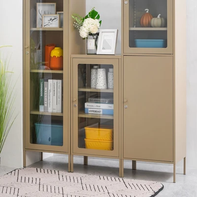 Gambar Informa Flins Lemari Arsip Kantor Metal Pintu Kaca Low - Cokelat