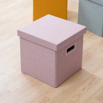 Gambar Stora Kotak Penyimpanan Lipat Soft Dengan Tutup 30x30 cm - Pink