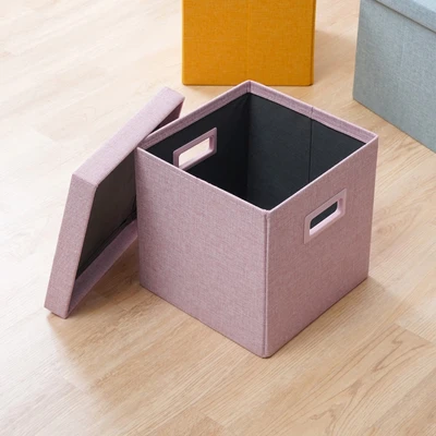 Gambar Stora Kotak Penyimpanan Lipat Soft Dengan Tutup 30x30 cm - Pink