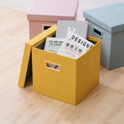Gambar Stora Kotak Penyimpanan Lipat Soft Dengan Tutup 30x30 cm - Kuning