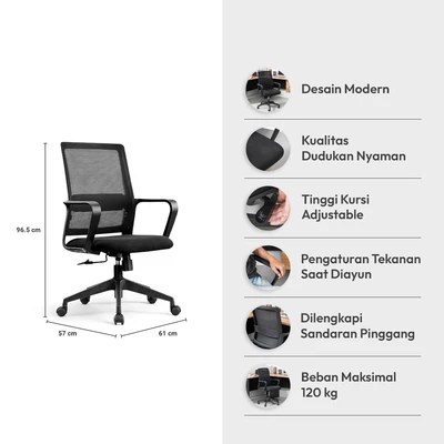 Gambar Informa G Neo Sora Kursi Kantor Sandaran Rendah - Hitam