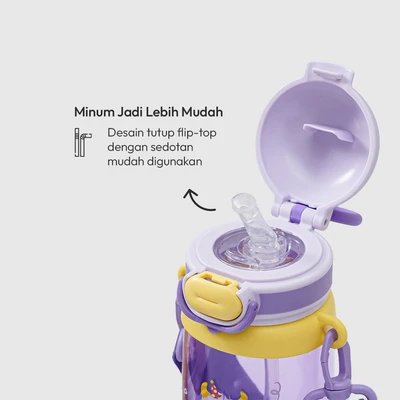 Gambar Picas Monza Botol Minum Anak Tritan Dengan Sedotan & Strap 500 ml - Ungu