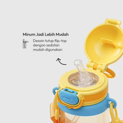 Gambar Picas Monza Botol Minum Anak Tritan Dengan Sedotan & Strap 500 ml - Kuning
