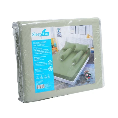 Gambar Sleeplite 160x200 Cm Set 5 Pcs Seprai Queen Microfiber - Matcha