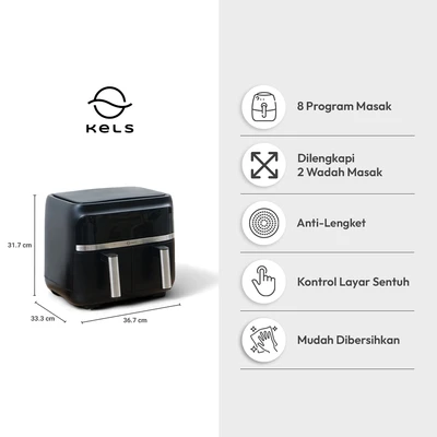 Gambar Kels Belva Air Fryer Double Basket 8 Liter - Hitam