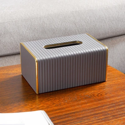 Gambar Informa Esme Kotak Tisu Kulit 21x13x9.5 cm - Abu-Abu Tua