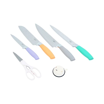 Gambar Cooking Color Mavis Pisau Dapur Dengan Pengasah Pisau Set 6 pcs