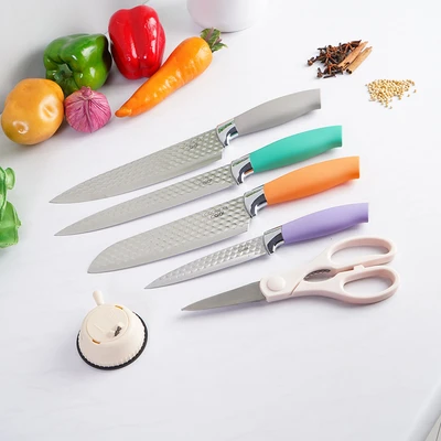 Gambar Cooking Color Mavis Pisau Dapur Dengan Pengasah Pisau Set 6 pcs