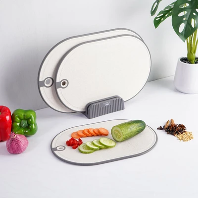 Gambar Cooking Color Macy Talenan Plastik Oval Dengan Stander Set 3 pcs