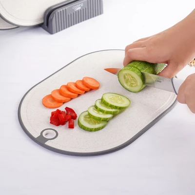 Gambar Cooking Color Macy Talenan Plastik Oval Dengan Stander Set 3 pcs