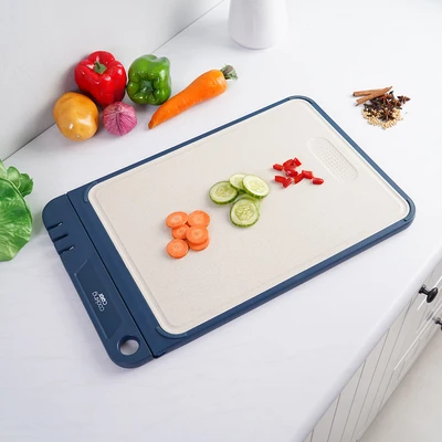 Gambar Cooking Color Macy Talenan Plastik Dengan Pengasah Pisau - Biru/Krem