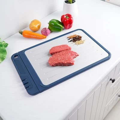 Gambar Cooking Color Macy Talenan Plastik Dengan Pengasah Pisau - Biru/Krem