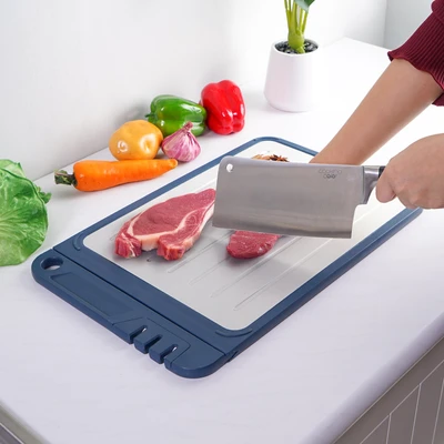 Gambar Cooking Color Macy Talenan Plastik Dengan Pengasah Pisau - Biru/Krem