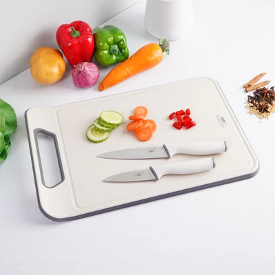 Gambar Cooking Color Marcia Pisau Dapur Dengan Talenan Set 3 pcs - Krem