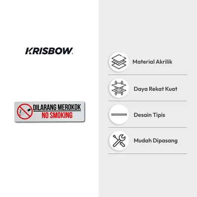 Gambar Krisbow Stiker Anodized Akrilik No Smoking 7.5x26 cm - Putih