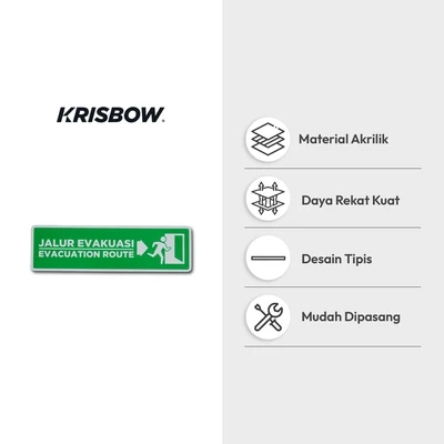 Gambar Krisbow Stiker Anodized Akrilik Jalur Evakuasi 7.5x26 cm - Hijau