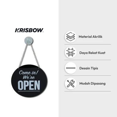 Gambar Krisbow Stiker Anodized Akrilik Yes Open & Sorry Close 17x17 cm