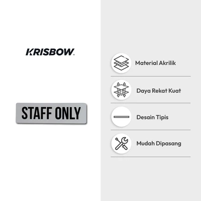 Gambar Krisbow Stiker Anodized Akrilik Staff Only 7.5x26 cm - Putih