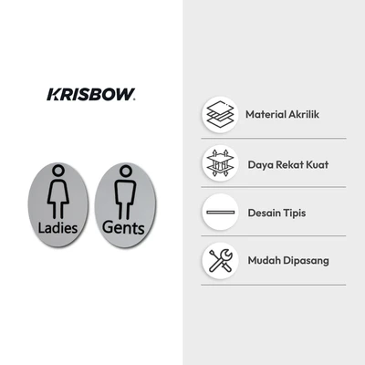 Gambar Krisbow Stiker Anodized Akrilik Toilet Ladies & Gents 10x14 cm