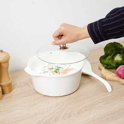 Gambar Appetite Wadah Saji Casserole Round Dengan Tutup & Sendok - Putih