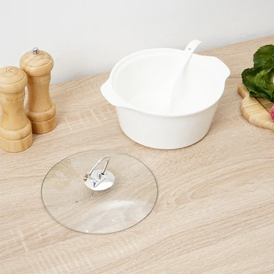 Gambar Appetite Wadah Saji Casserole Round Dengan Tutup & Sendok - Putih