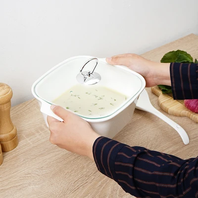 Gambar Appetite Wadah Saji Casserole Porcelain Square Dengan Tutup & Sendok - Putih