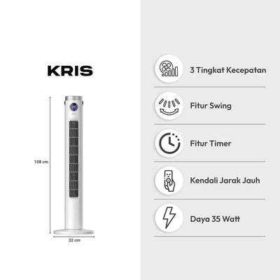 Gambar Kris Kipas Angin Berdiri 35 Watt DC - Putih