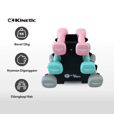 Gambar Kinetic Set 6 Pcs Dumbbell Neoprene Dengan Rak 12 Kg