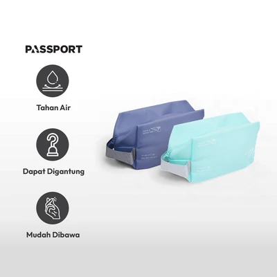 Gambar Passport Tas Organizer Toiletry Square - Biru Cyan