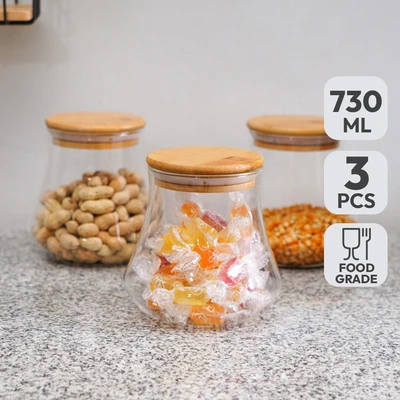 Gambar Informa Cathy Stoples Kaca 730 ml Set 3 pcs Transparan - Cokelat