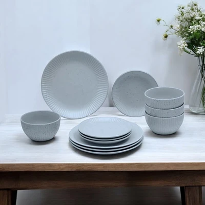Gambar Appetite Helsey Perlengkapan Makan Set 12 pcs - Abu-Abu Speckle