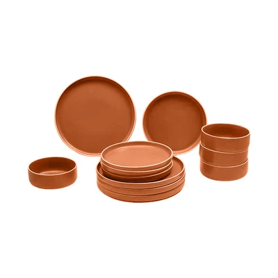 Gambar Appetite Hegan Perlengkapan Makan Set 12 pcs - Merah Terracota
