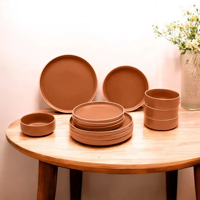 Gambar Appetite Hegan Perlengkapan Makan Set 12 pcs - Merah Terracota