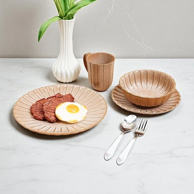 Gambar Appetite Helja Perlengkapan Makan Set 8 pcs - Cokelat Glaze Sand