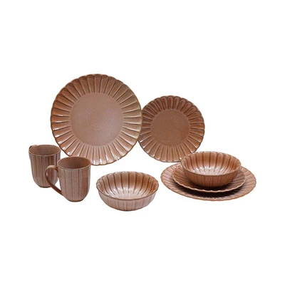 Gambar Appetite Helja Perlengkapan Makan Set 8 pcs - Cokelat Glaze Sand