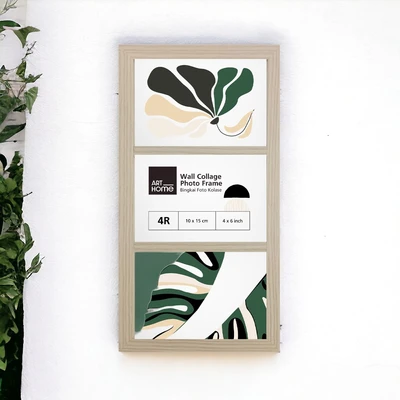 Gambar Arthome Bingkai Foto Kolase Dinding MDF 3x4R - Cokelat Oak