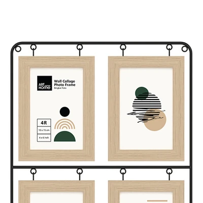 Gambar Arthome Bingkai Foto Kolase Dinding Plastik 4x4R - Cokelat Kayu
