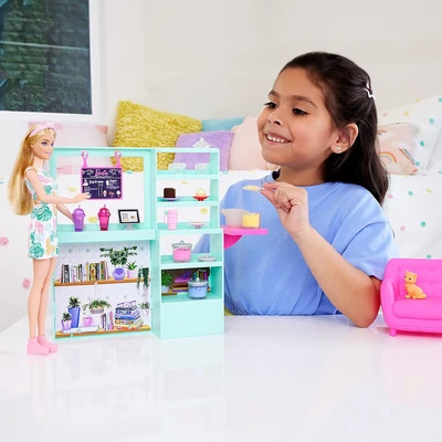 Gambar Barbie Playset Boneka & Cute N Cozy Cafe Hkt94
