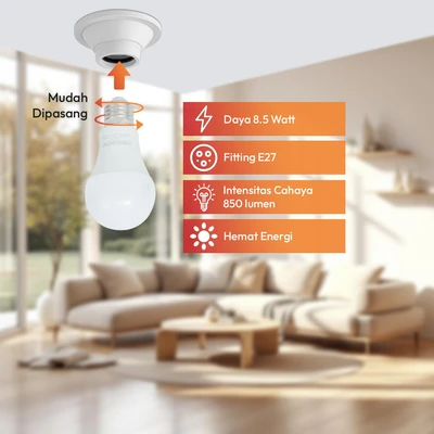 Gambar Krisbow Sync Smart Bohlam LED Bluetooth 8.5 Watt 850 Lumen RGBCW E27 V2 - Mix