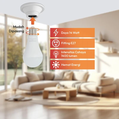 Gambar Krisbow Sync Smart Bohlam LED Bluetooth 14 Watt 1400 Lumen RGBCW E27 V2 - Mix